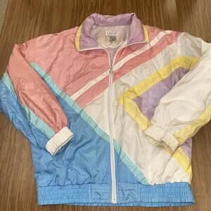 Lavon Vintage Women’s Petite Windbreaker Size S Multicolor Pastel 80s